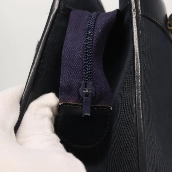 Christian Dior Honeycomb Canvas Hand Bag Navy Gold Auth BA6027 - Picture 10 of 16